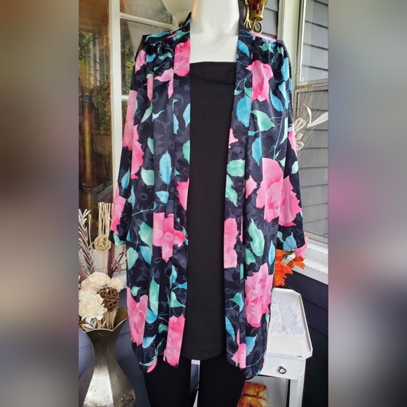 VTG 90s Top Notch Rose Floral Two Fer Tunic Top  Faux Layer Blouse Size 18 - Picture 8 of 8